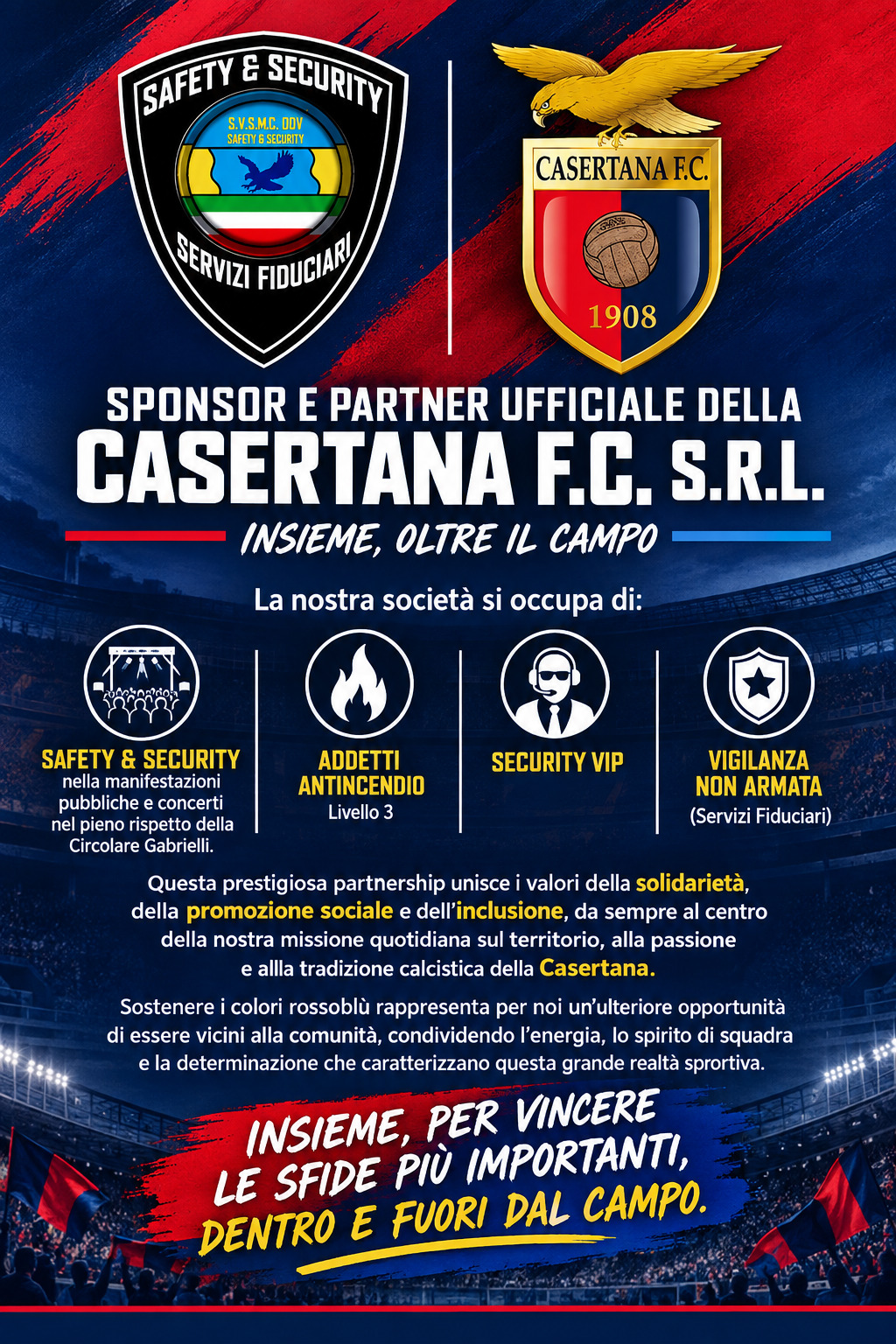 ODV Safety & Security sponsor ufficiale Casertana F.C. stagione 2026/27